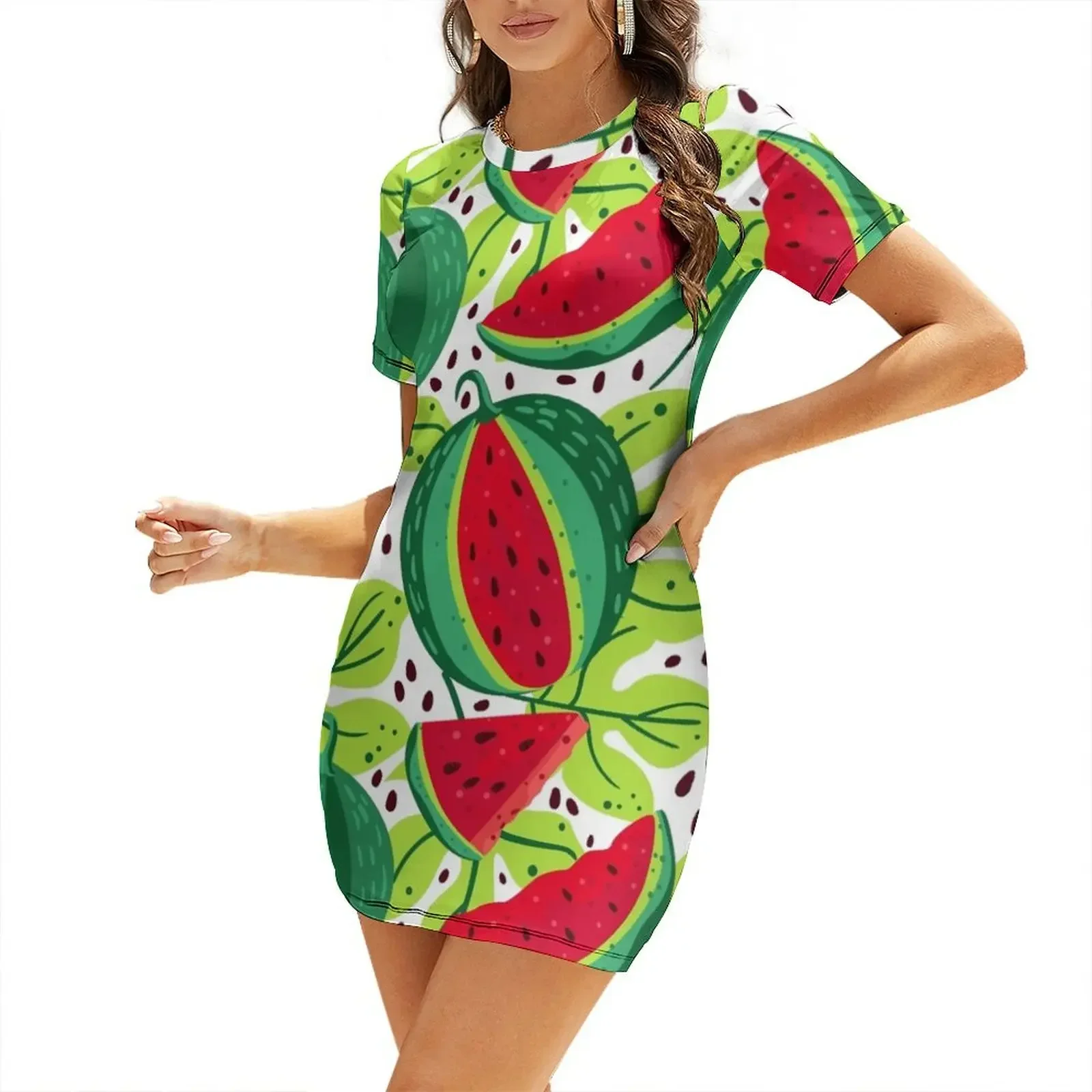 

Juicy and sweet watermelon Short-Sleeved Dress Dress woman party dresses woman Party dresses summer dress woman 2026 trendy