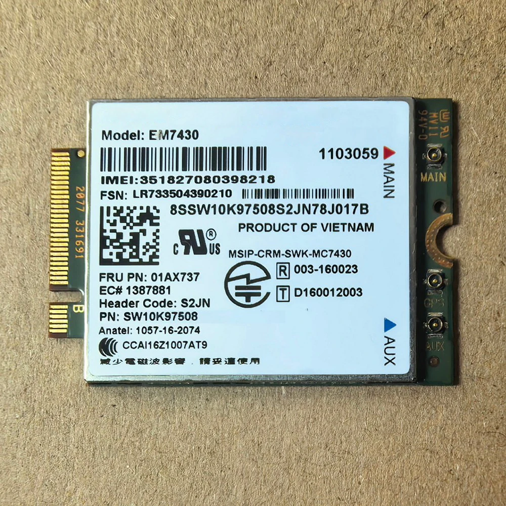 EM7430 LTE Cat6 M.2 Module FRU 01AX737 FDD-LTE TDD-LTE 4G WWAN Card For ThinkPad X270 T470s X1 Carbon 5th Tablet Yoga 2nd Laptop