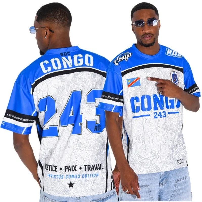 2026 Democratic Republic of Congo Commemorative Short-Sleeve T-Shirt with Contrasting National Flag #243, Unisex Fan T-Shirt