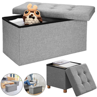 Seat stool Foldable Storage Stool footrest stool Folding Chest Storage Cube Upholstered Seat Removable Lid Home Decor