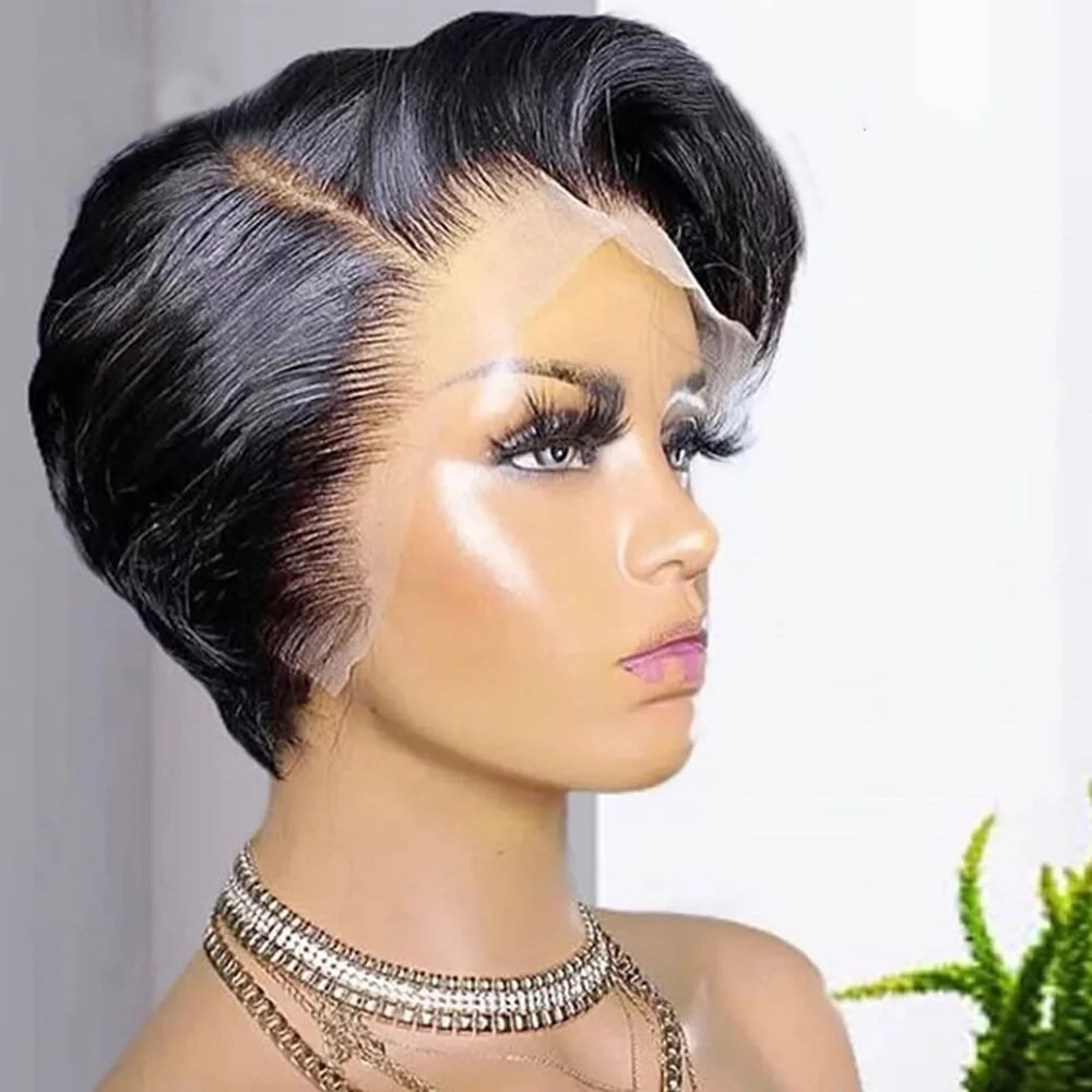 

13x4 Pixie Cut Wig Lace Front Human Hair Wigs PrePlucked Brazilian Hair Transparent Short Bob Wig Straight Pixie Cut Bob Wig