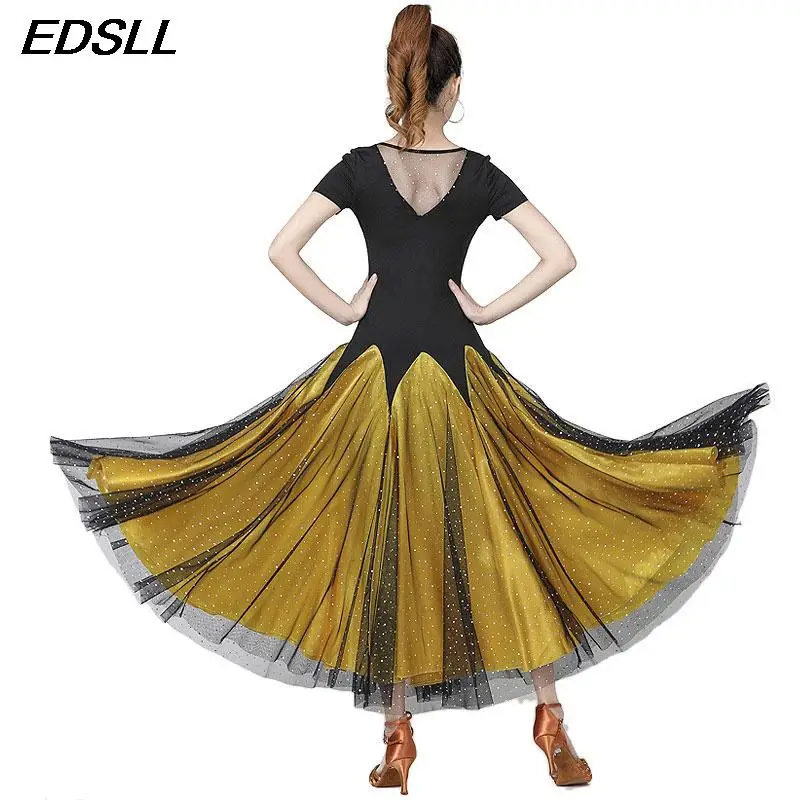 Vrouwen Wals Grote Swing Rok Latin Dance Salsa Rumba Lovertjes Elegante Rok Dans Praktijk Lange Jurk Dames Moderne Dans Rok