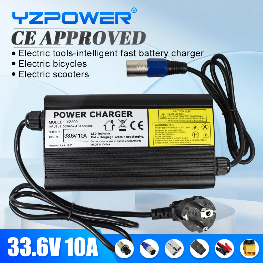 

YZPOWER 33.6V 10A lithium battery charger 8S 30V charger lithium battery pack universal fast charging with fan