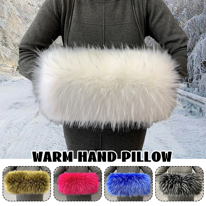 Lady Imitation Faux Fox Fur Hand Warmer Soft Thicken Gloves Plush Hand Muff  Unisex Fluffy Pillow Soft Plush Arm Sleeve