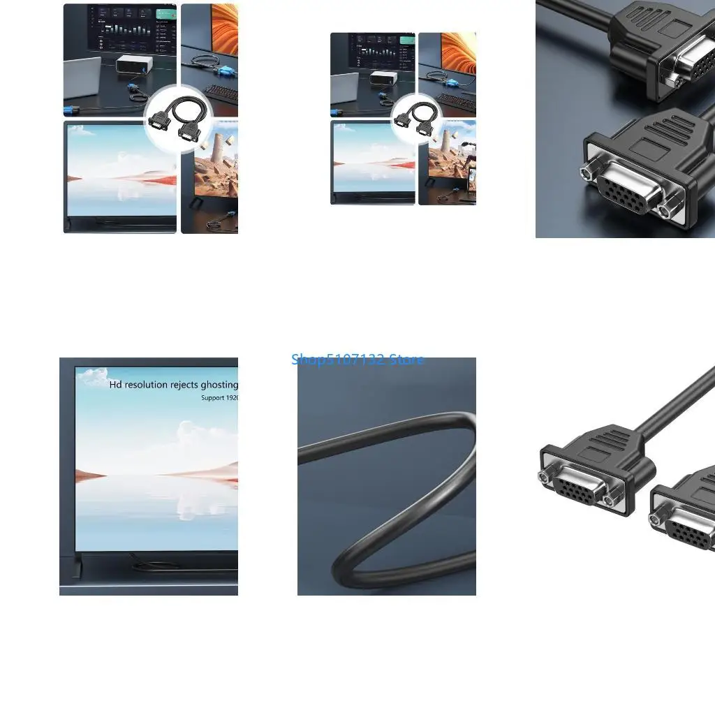 87HD MultiDevice VGA 15Pin Female Adapter Cable, Claritys Enhancement VGA Video Cable for Monitors Home Theater Systems