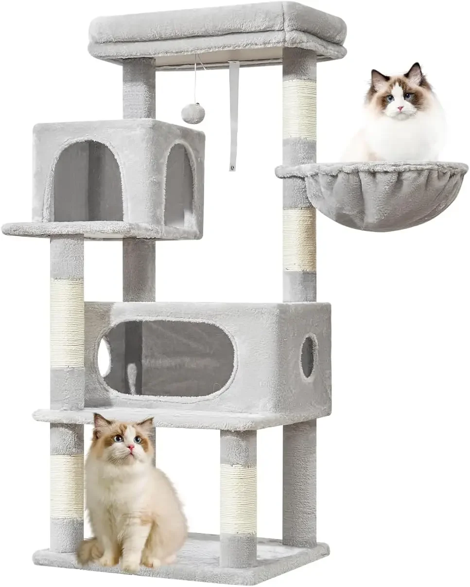 

Cat Tree,48.8-Inch Cat Tower For Indoor Cats,2 Luxurious Cat Condo With Adjustable Large Hanging Baskets And Large Luxurious|