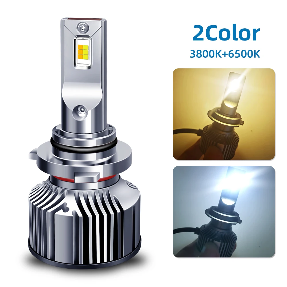 Brighten Your Way with H1 H7 HB3 HB4 H8 H9 H11 Hir2 H18 H4 LED Headlight Bulbs - 3570 LED Chips, White/Yellow, High Low Beam