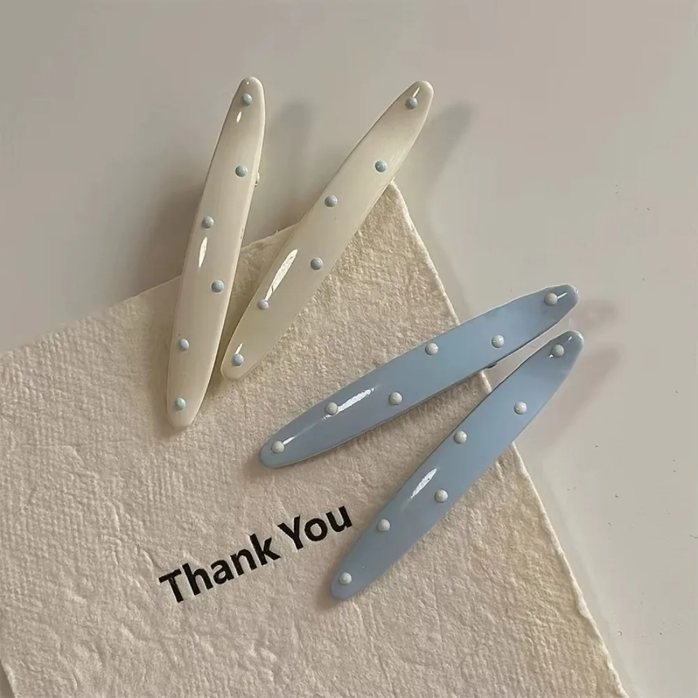 New Resin Duckbill Hair Clip Cream White Light Blue Women Hair Clip Polka Dot Sturdy Hold Hair Accessory Bangs Securing