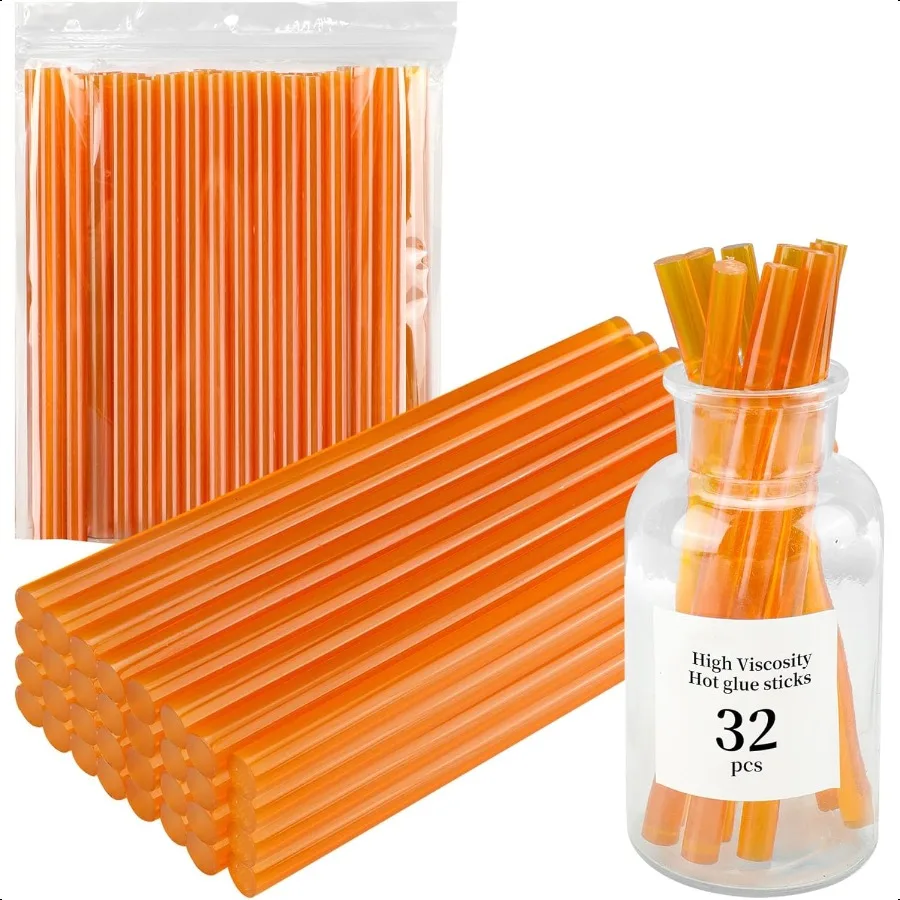 

MATUFF Yellow High Viscosity Hot Glue Sticks 32 pcs 0.43' Dia x 8' Long for DIY Arts Crafts Repairs