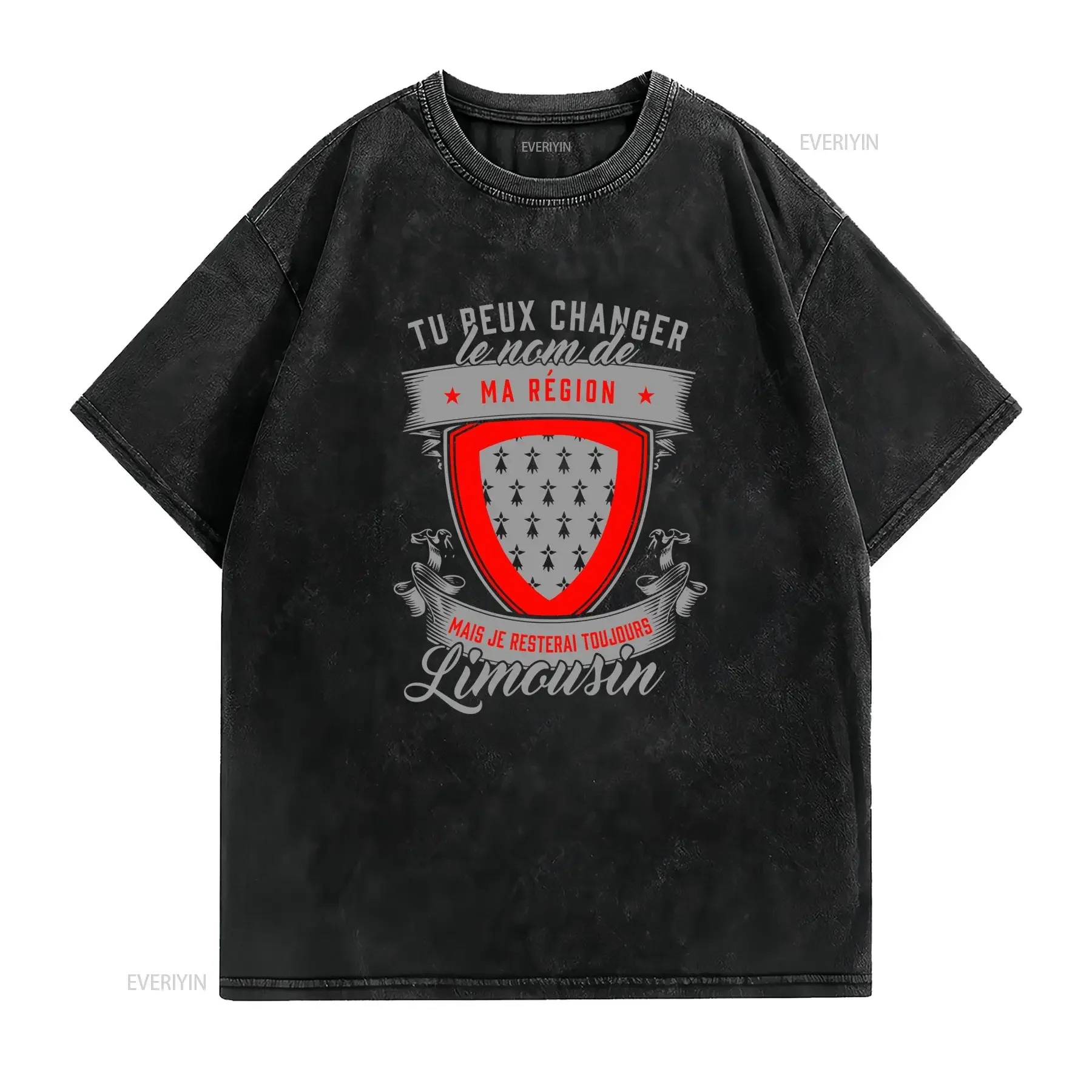 T shirt Limousin Exclusif Édition Limitée Col Rond Décontracté Tissu Légèrement Extensible Coupe Standard Motif Imprimé