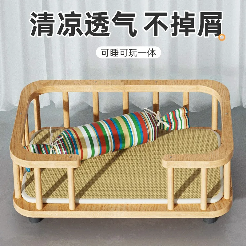 Solid wood cat bed Kennel bed Ground fence Pet cat bed Thickened view 3