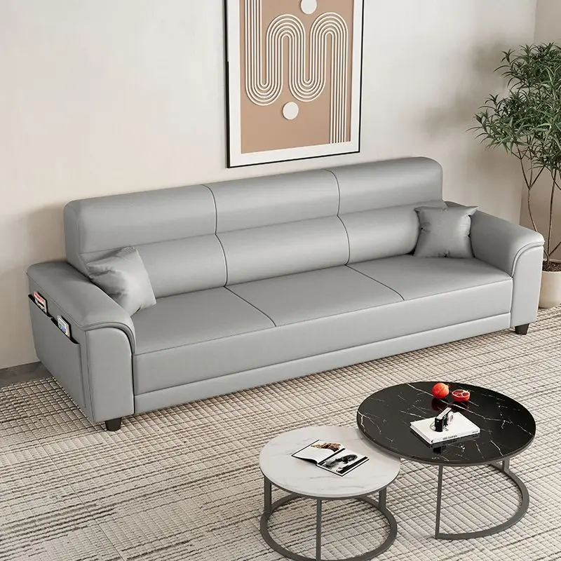 

Кожаный диван с когтеточками в скандинавском стиле, простой диван для трех или четырех человек, маленькая квартира, гостиная, прямой ряд, домашний офис