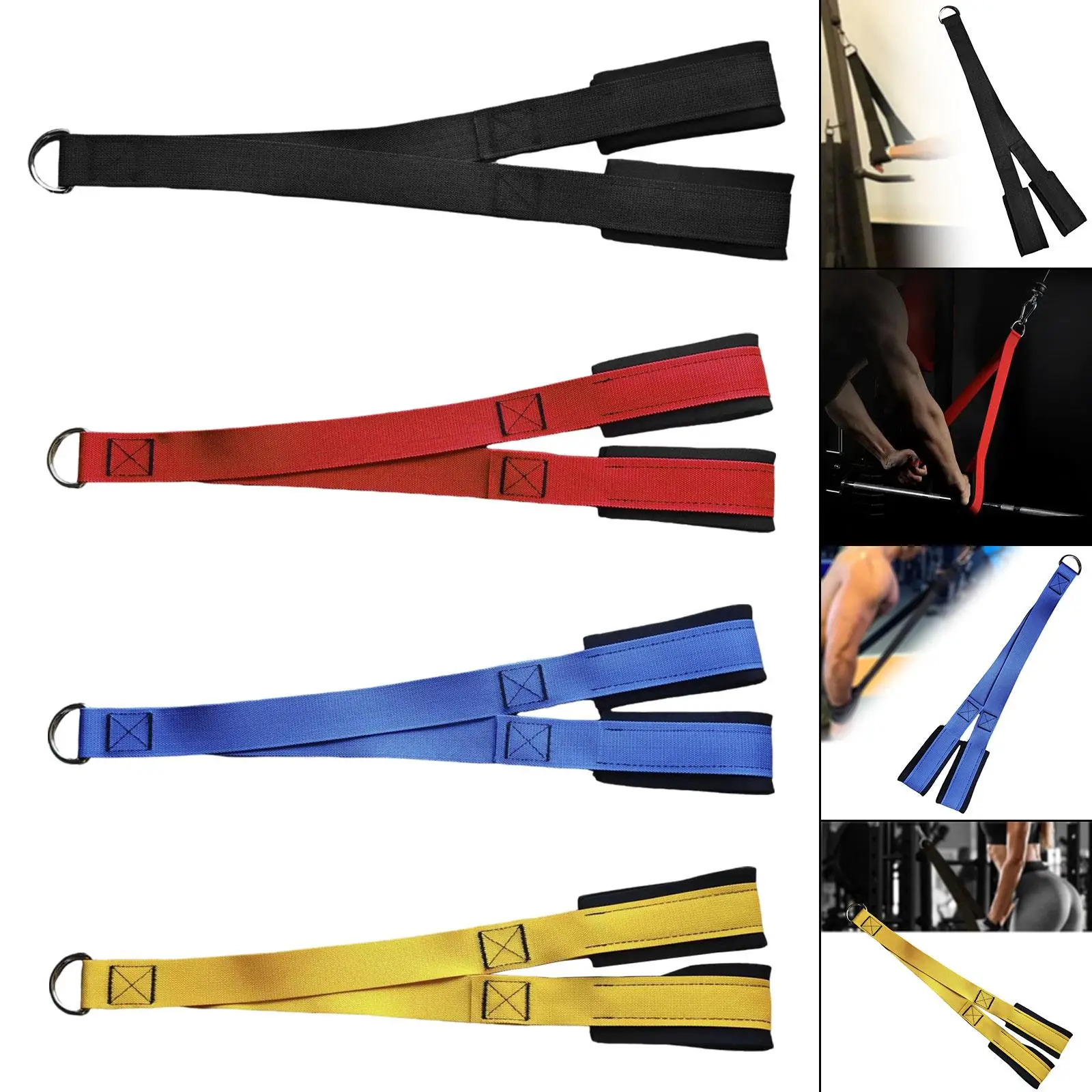 

Трос для трицепса, крепление для кабеля для нажимных дюймов, сверхмощные D-образные кольца, оборудование для спортзала, нескользящая мягкая подкладка, удлинительные ремни для трицепса