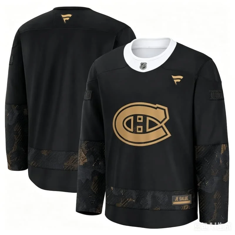 New Montreal Canadiens  Black Gold Ice Hockey Jersey V Neck Long Sleeve Sport Training Fan Jersey for Men Women Youth