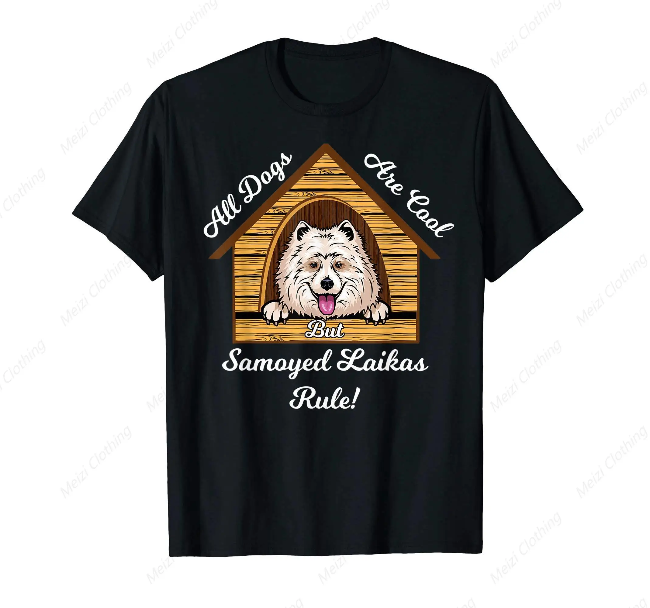 Samoyed Lycra Dog Cool Printed Shirt Samoyed Lycra Rules T-shirt Fun Fashion Pure Cotton Short Sleeve