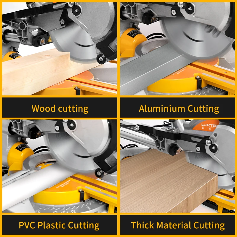 LUXTER 210 مللي متر منشار ميتري منزلق + 1 قطعة 210 مللي متر شفرة لقطع الخشب + 1 قطعة 2110 مللي متر شفرة لقطع الألومنيوم منشار ميتري للبيع بالتجزئة #3