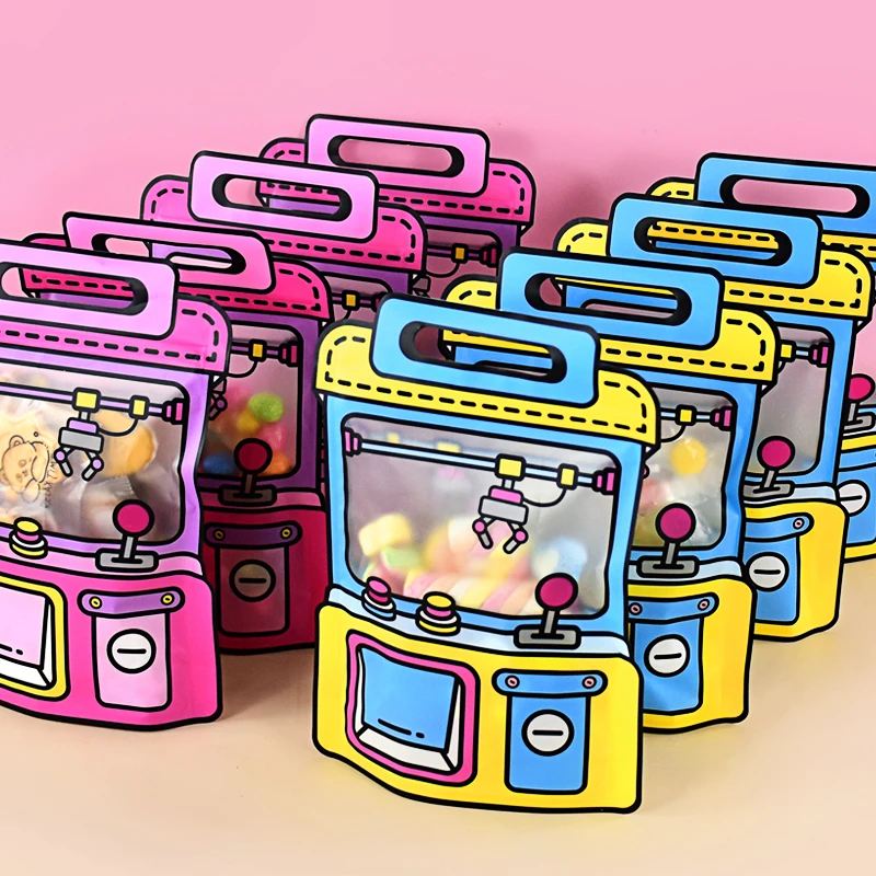 5/20Pcs Cartoon Candy Gift Bags Portable Snack Food Packing Bags Self-Sealing Plastic Pouch Kids Birthday Party Favors Wedding