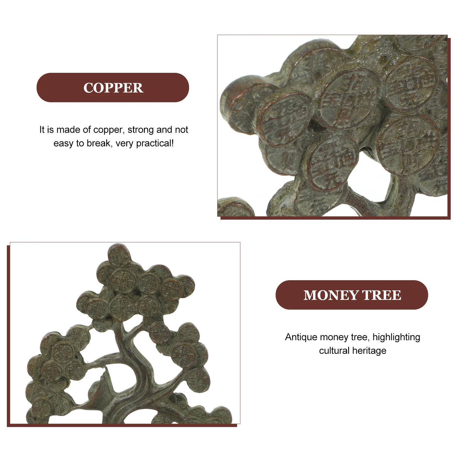 

Copper Money Tree Ornament Chinese Style Desktop Fortune Tree Sculpture Tabletop Decoration Home Office New Year Decor