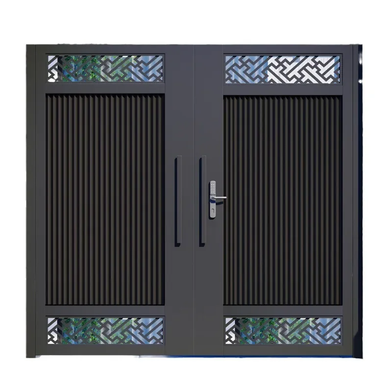 Modern Aluminum Alloy Electric Courtyard Gate New Chinese Style Garden Entrance for Villa Rural Home Wrought Iron Yard Door