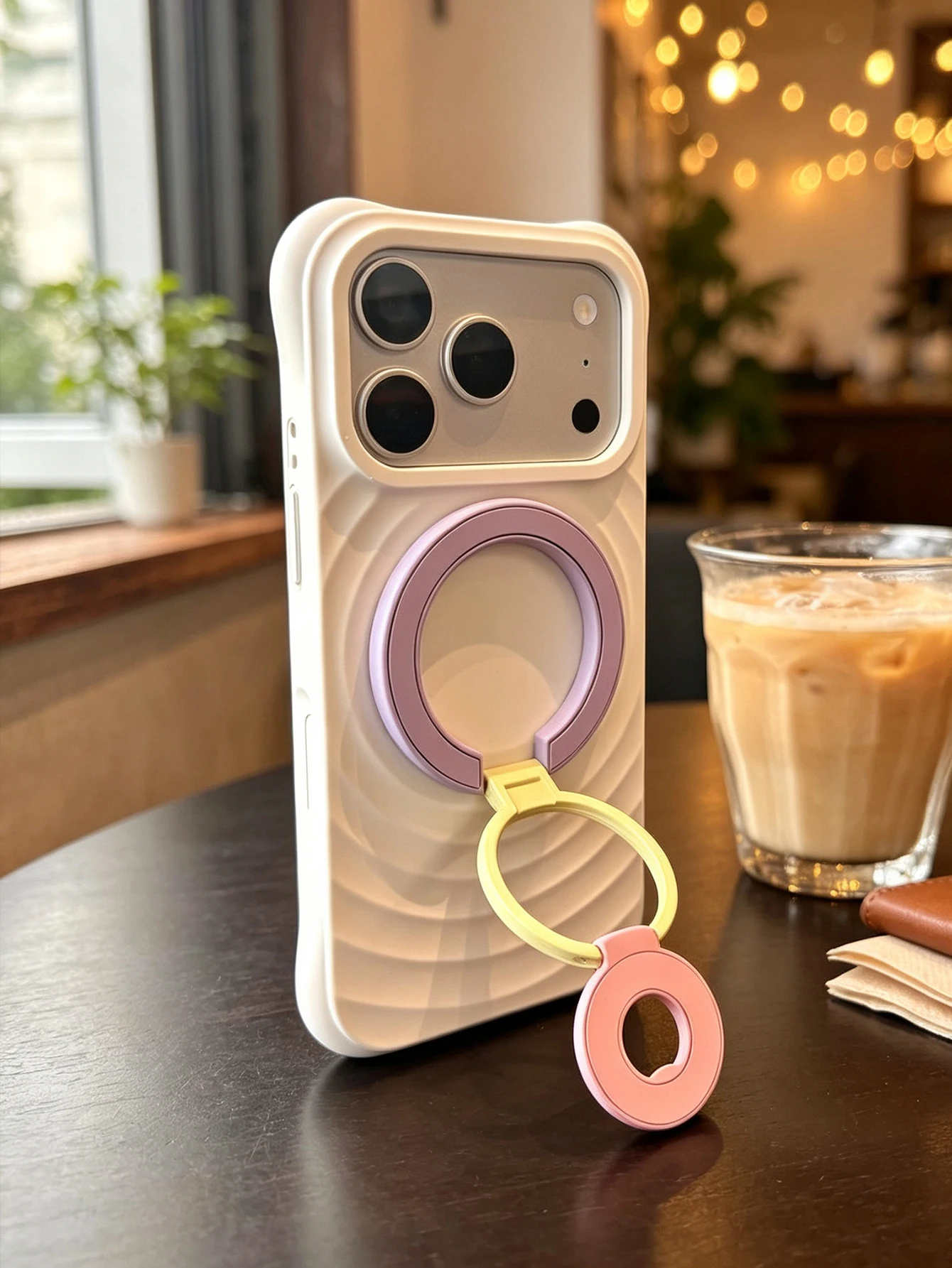 MagSafe Magnetischer Telefonringhalter Doppelring Faltbarer Ständer Makronen-Kontrastfarbe Anti-Rutsch-Griffhalterung für iPhone – Detail 4