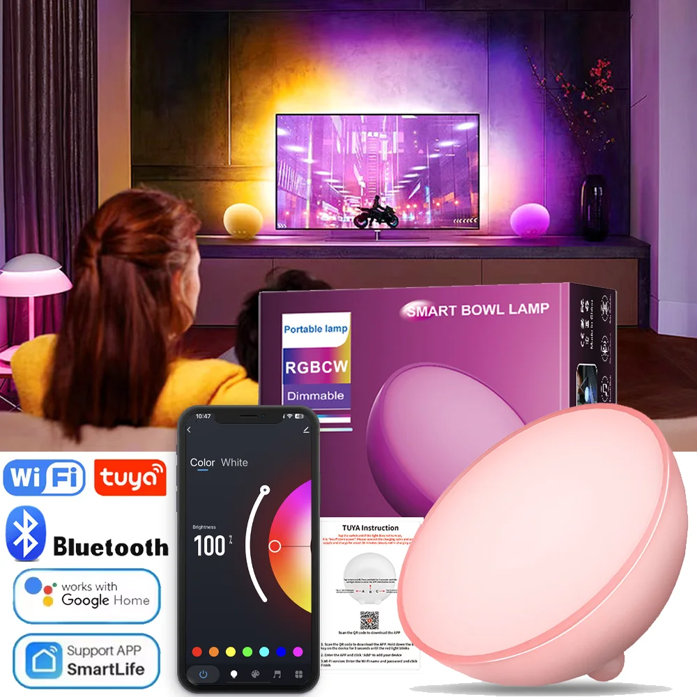 tuya-wifi-bluetooth-led-スマートナイトライト調光可能なテーブルランプ-rgb-テーブルベッドサイドボウルランプ音声アプリ制御-google-ホーム-alexa