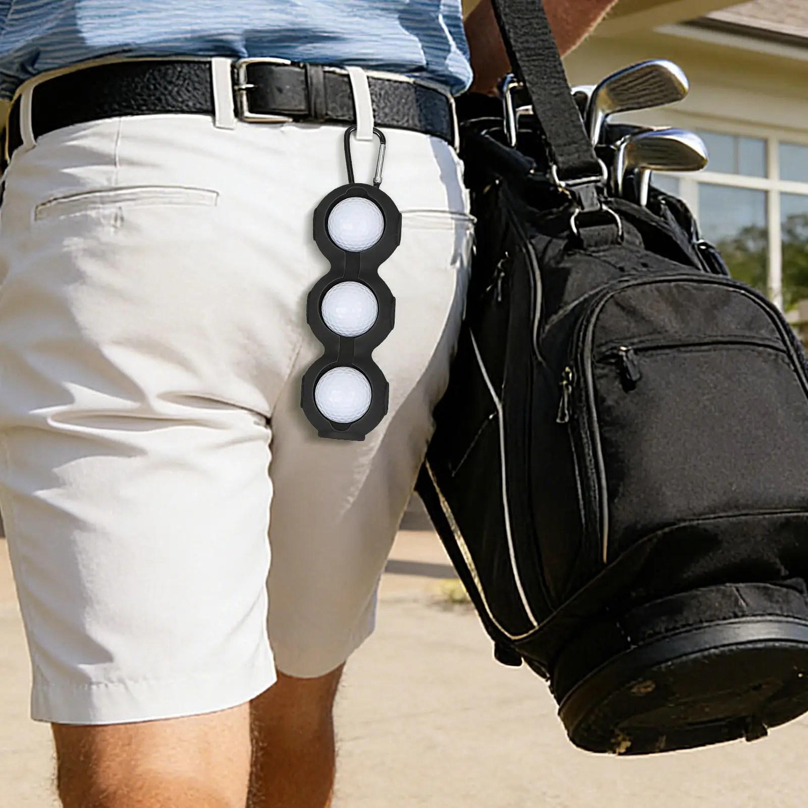 실리콘 골프공 홀더 3홀 휴대용 골프공 보호 슬리브 버클 포함 골프공 실리콘 액세서리