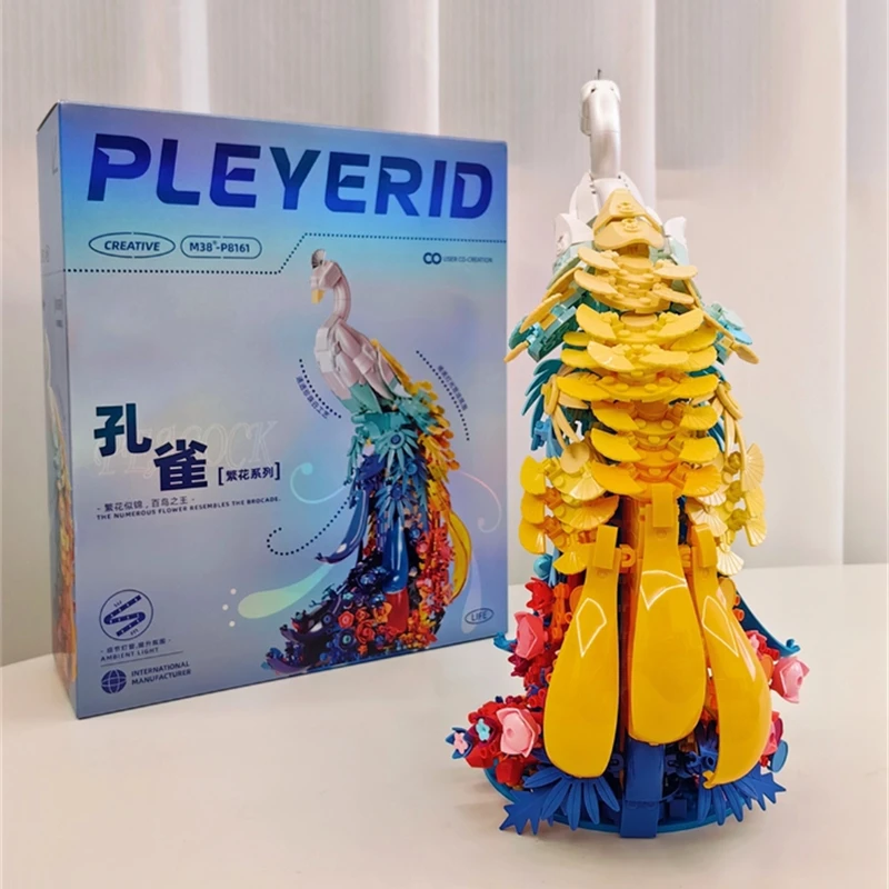 Colorful peacock assembly model educational children's toy building blocks living room table decoration birthday gift