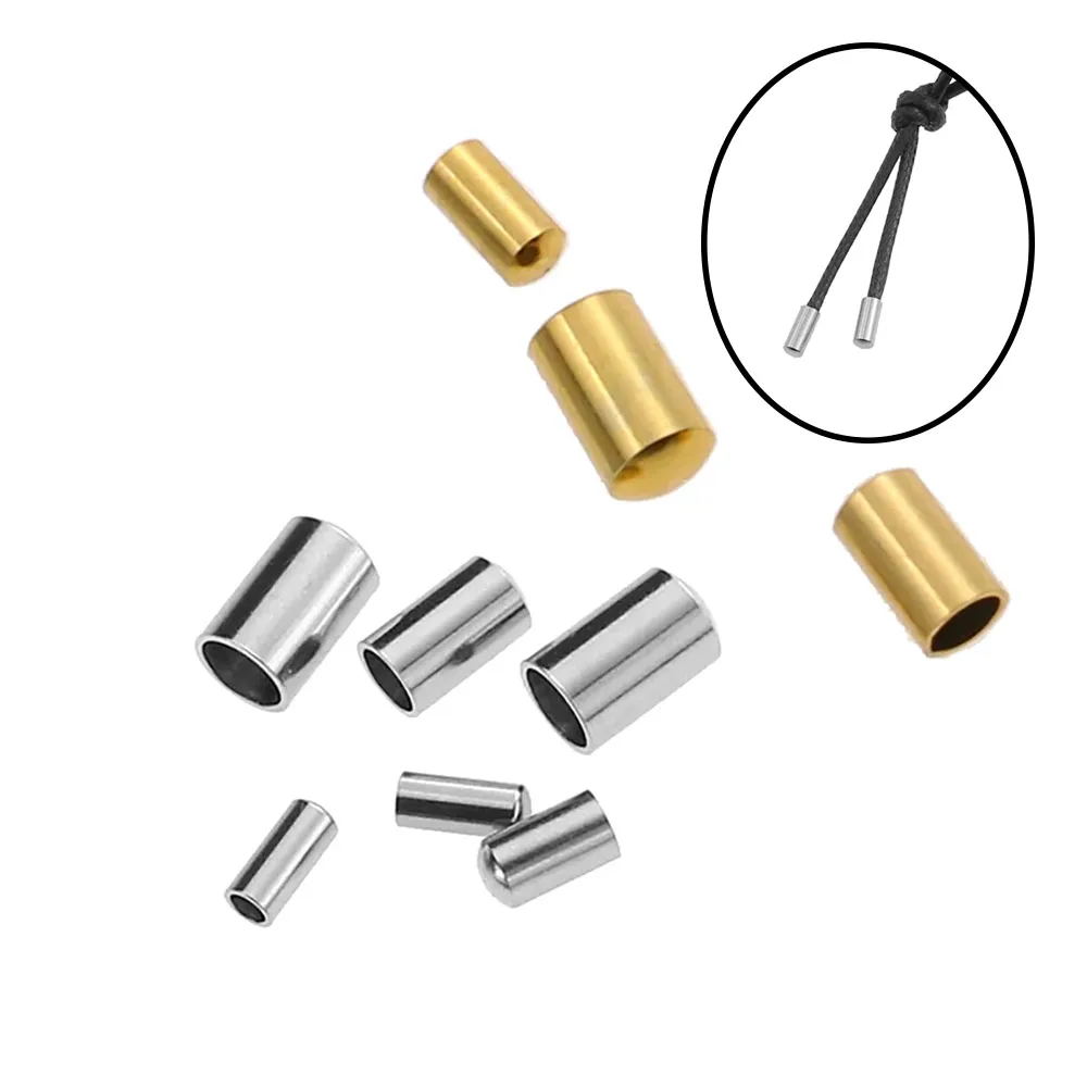 30pcs Cord End Cap Gold-plated Stainless Steel Tassel Caps Leather Ends Caps Connectors for DIY Crafts Jewelry Making Findings image 5