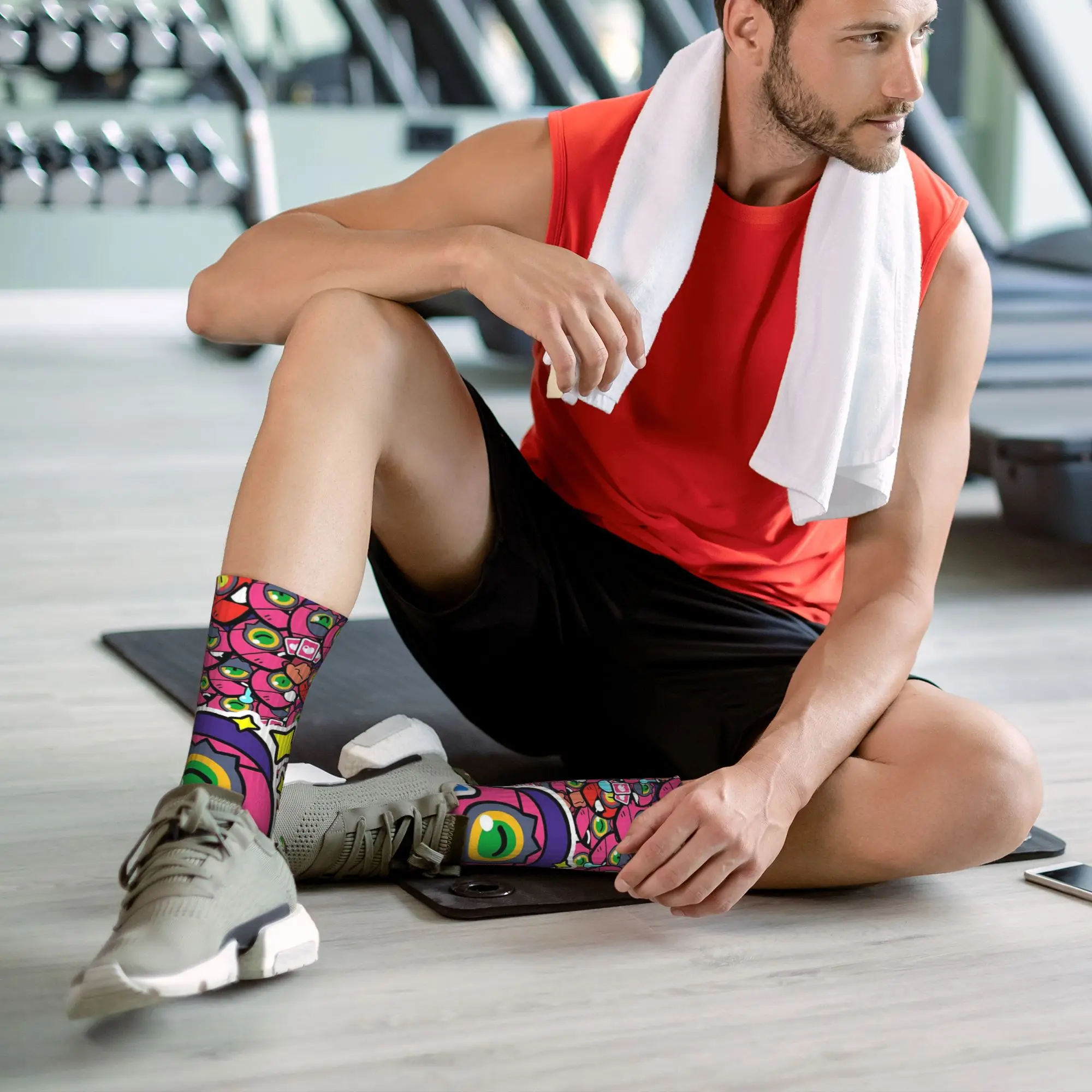 Brawles Heros calcetines de juego de dibujos animados medias de diseño antideslizantes adultos hombres calcetines suaves otoño divertidos calcetines para correr