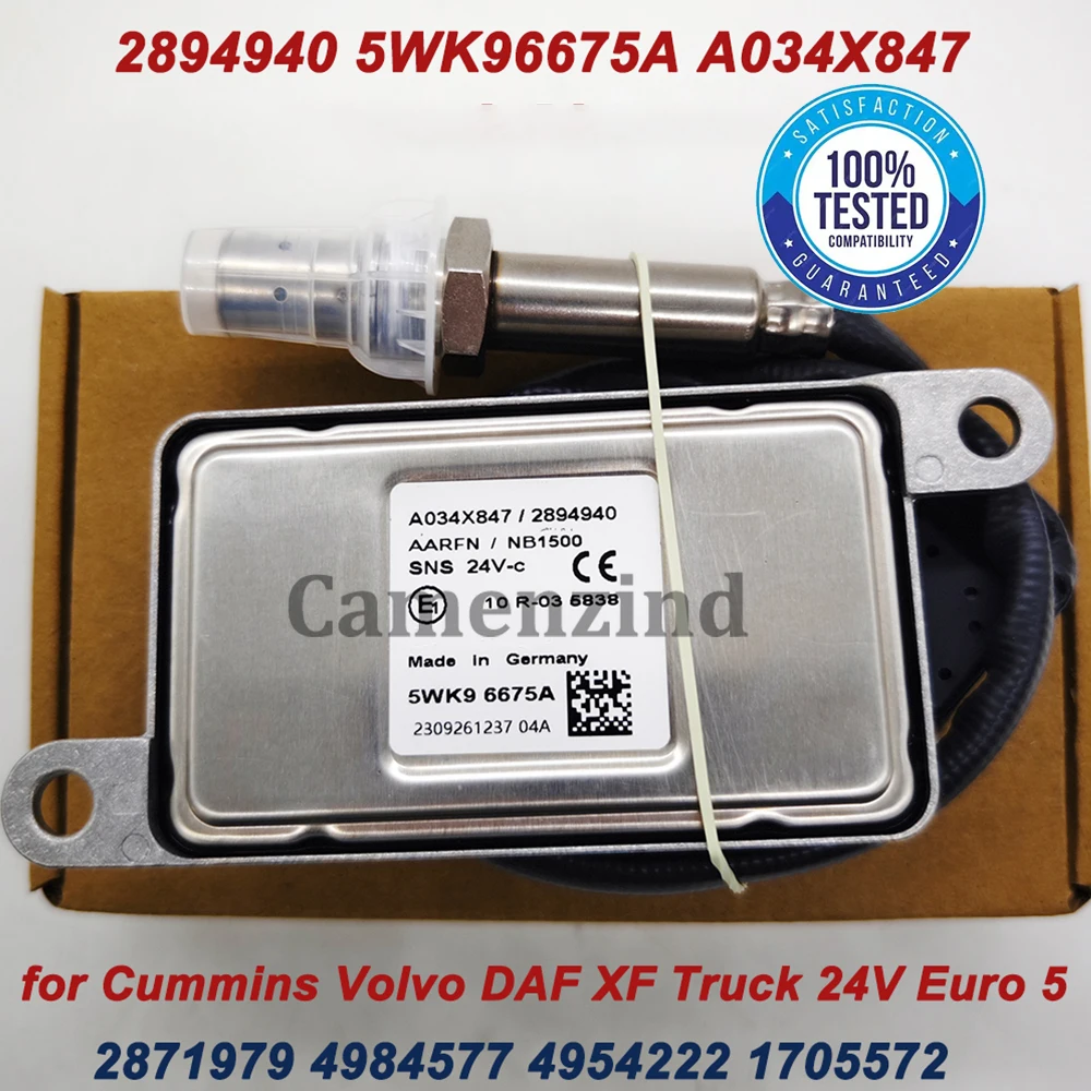 

OEM 2894940 5WK96675A A034X847 2871979 1705572 High Quality Nitrox Oxygen Nox Sensor For Cummins Volvo DAF XF Truck 24V Euro 5