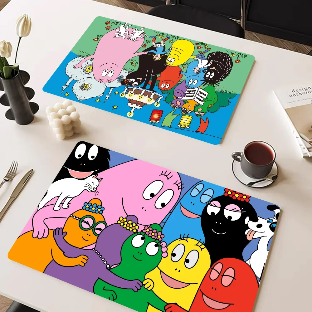 Cute Cartoon Les Barbapapa Family Kitchen Draining Mat Non-slip Drain Dish Mats Resistant Placemat Dinnerware Dustproof Pads