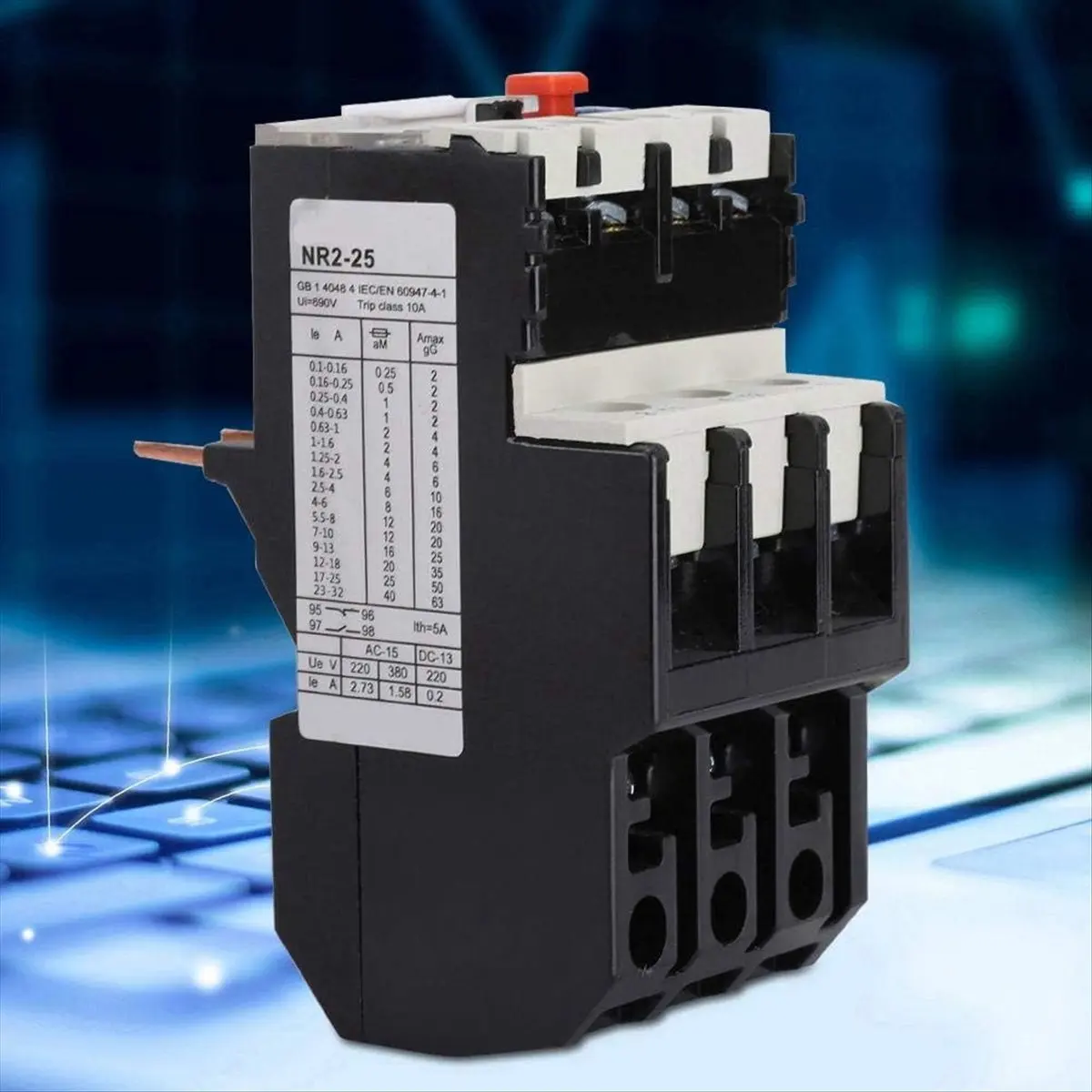 NR2-25 Professional Thermal Overload Relay Electric Thermal Relay with Adjustable Motor (17-25A)