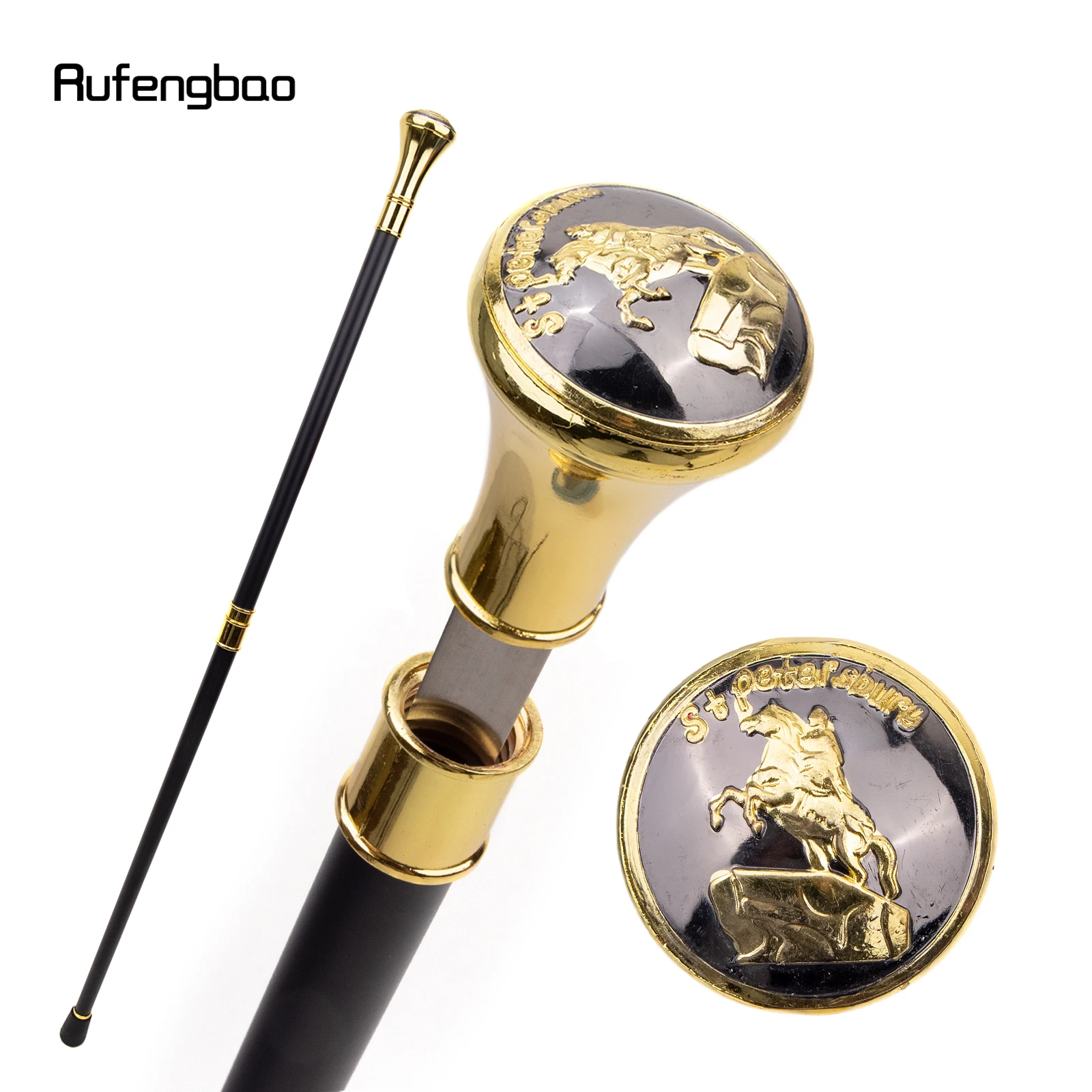 

Golden Stpetersburg The Bronze Horseman Totem Walking Stick with Hidden Plate Self Defense Fashion Cane Cosplay Crosier 93cm