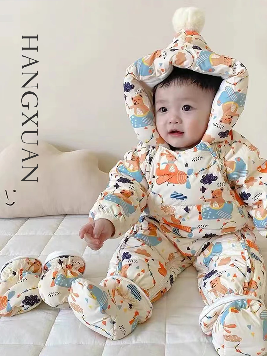 Baby down Suit Onesie Winter Newborn Toddler Clothes Outfit Boys Girls Baby Clothes Thiened White Du down Filled Coat