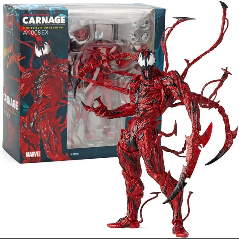 Marvel Revoltech Yamaguchi Carnage Action Figure Revoltech Series NO008 Carnage Venom Deadpool Figure Collectible Model Toy Gift