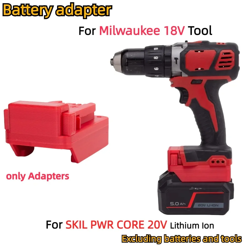 

For SKIL PWR CORE 20V Li-ion Battery TO for Milwaukee 18V Cordless Electric Drill Tool Battery Adapter/Converter(Only Adapter)