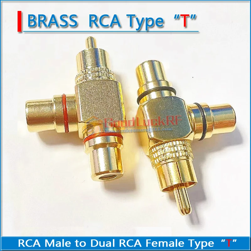 

High-quality Brass lotus 3 three RCA Male to Dual RCA Female split type "T" audio and video connection extension conversion