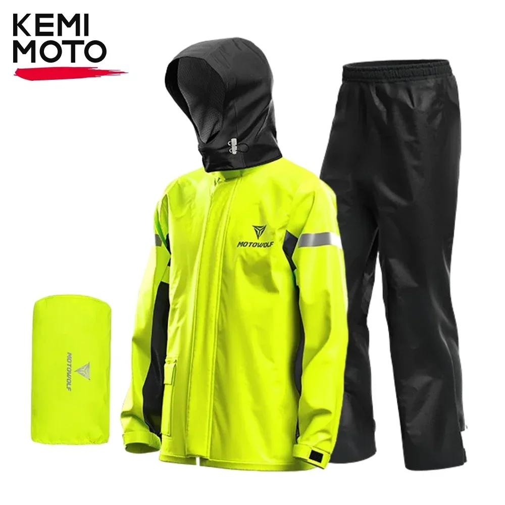 

Motorcycle Raincoat Light Portable Men's Split Rain Jackets Pants Reflective Waterproof Suit Comfortable For Motocross Outdoor