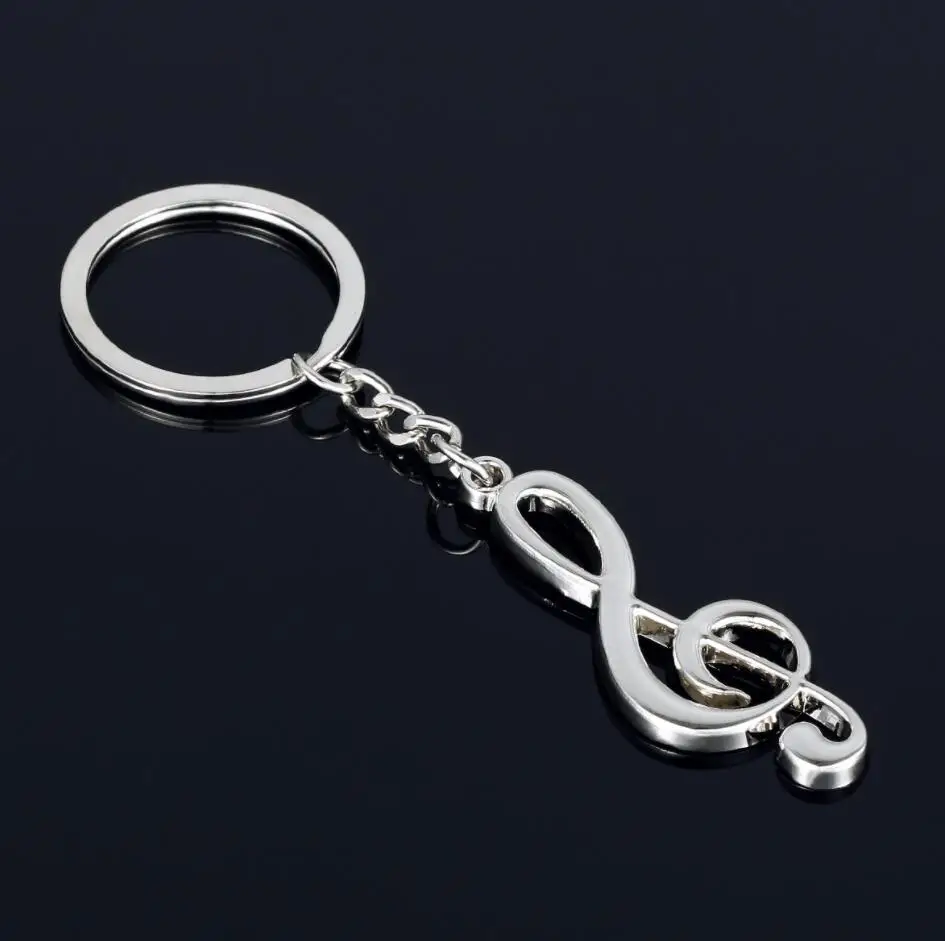 Hot Nw Metal Musical note Key chain Cool Luxury Car Key Ring Musical Bag pendant Keychains For Man Women Gift jewelry K1602