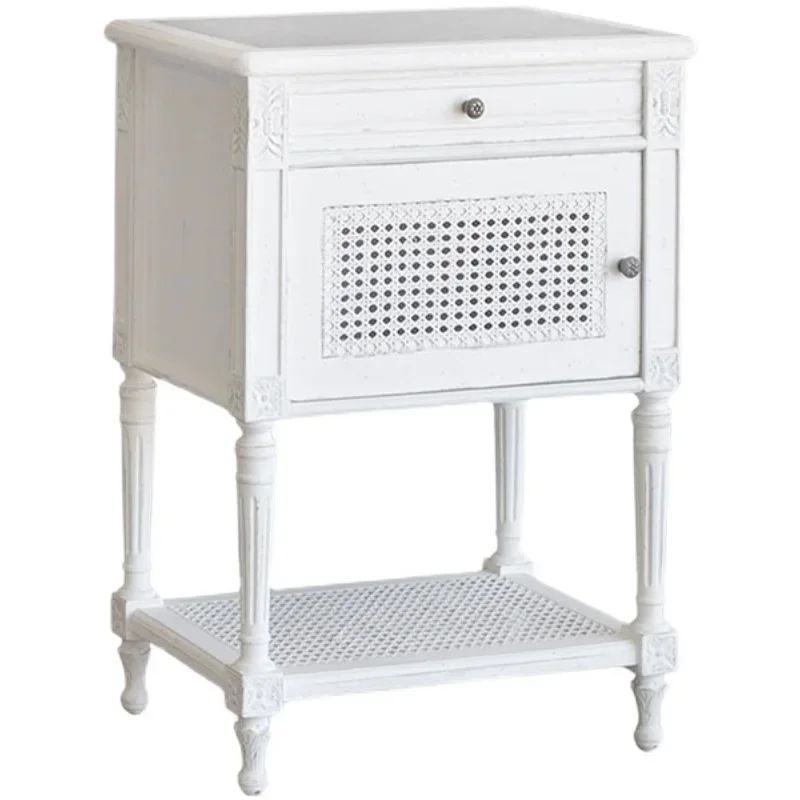 

Vintage Bedside Table Country Solid Wood Bedside Cabinet White as Old Bedside Supporter