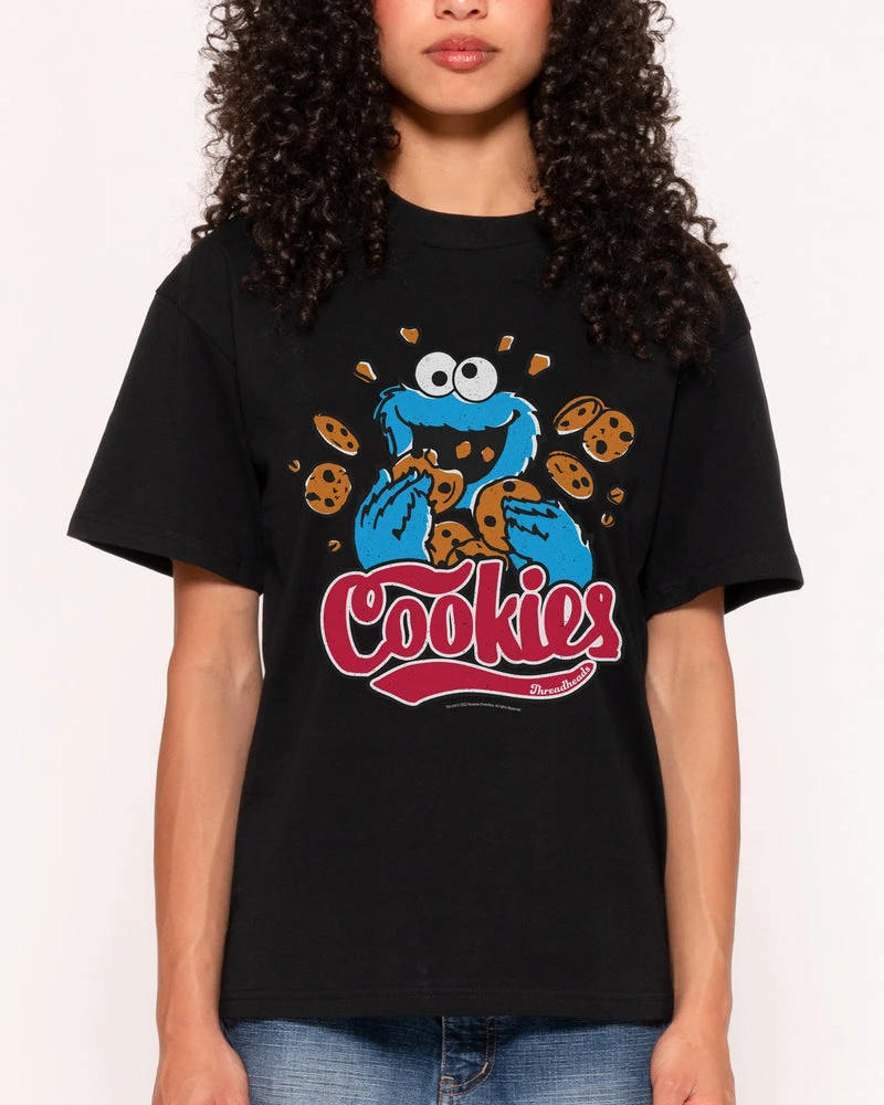 Cookie Monster Cookies T-Shirt Sesame Street Graphic Cotton Tee Printing High-end Luxury Unisex Style Both of Men and Women