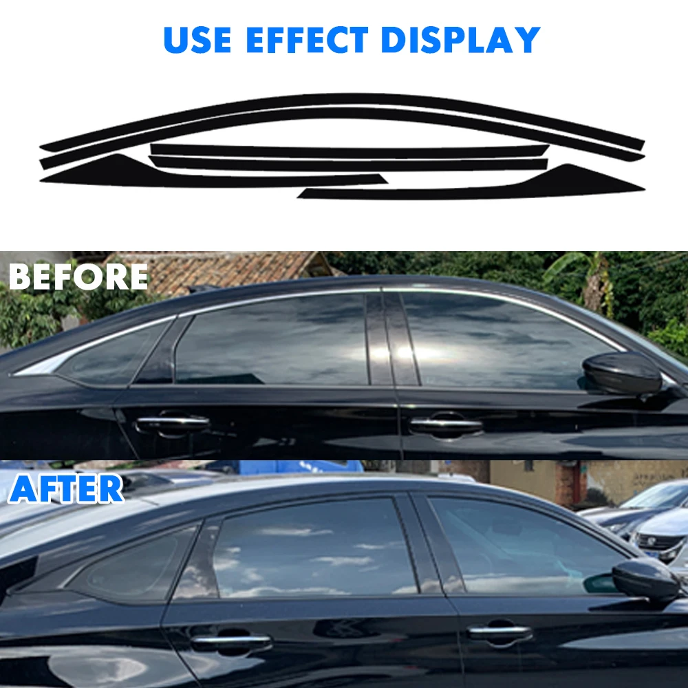 5pcs Car Front Grille Chrome Delete Blackout Overlay Vinyl Window Trim Sticker Decals For Honda Accord 2021-2022 Accessories