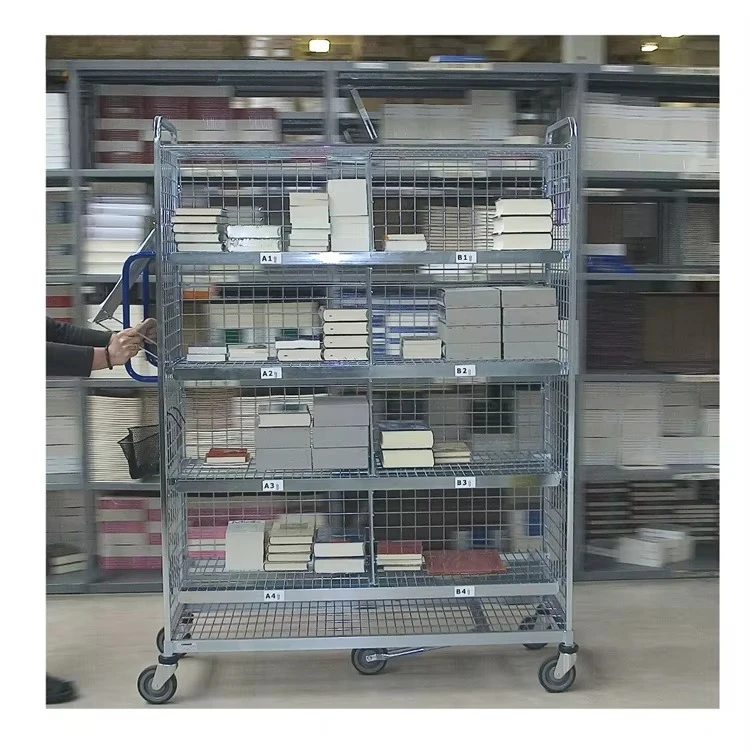 Warehouse multi-layer order picking trolley container with ladder