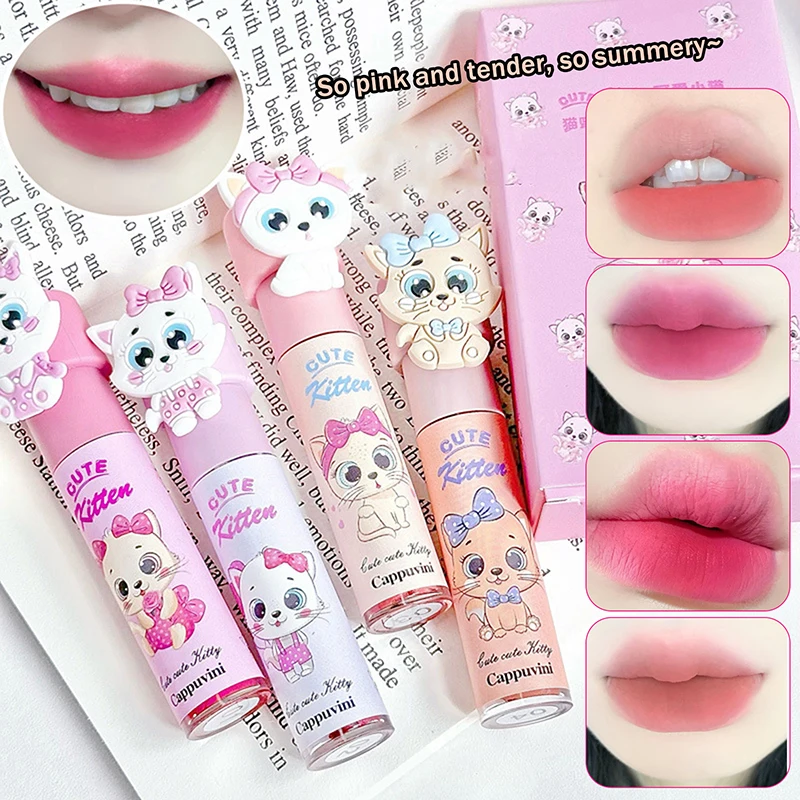 Wasserdichter Mousse Cappuvini Lipgloss, glatt, leicht zu tragen, samtig, pfirsichrosa Lippenschlamm, nackt, langlebig, flüssiger Lippenstift, Make-up, Kosmetik
