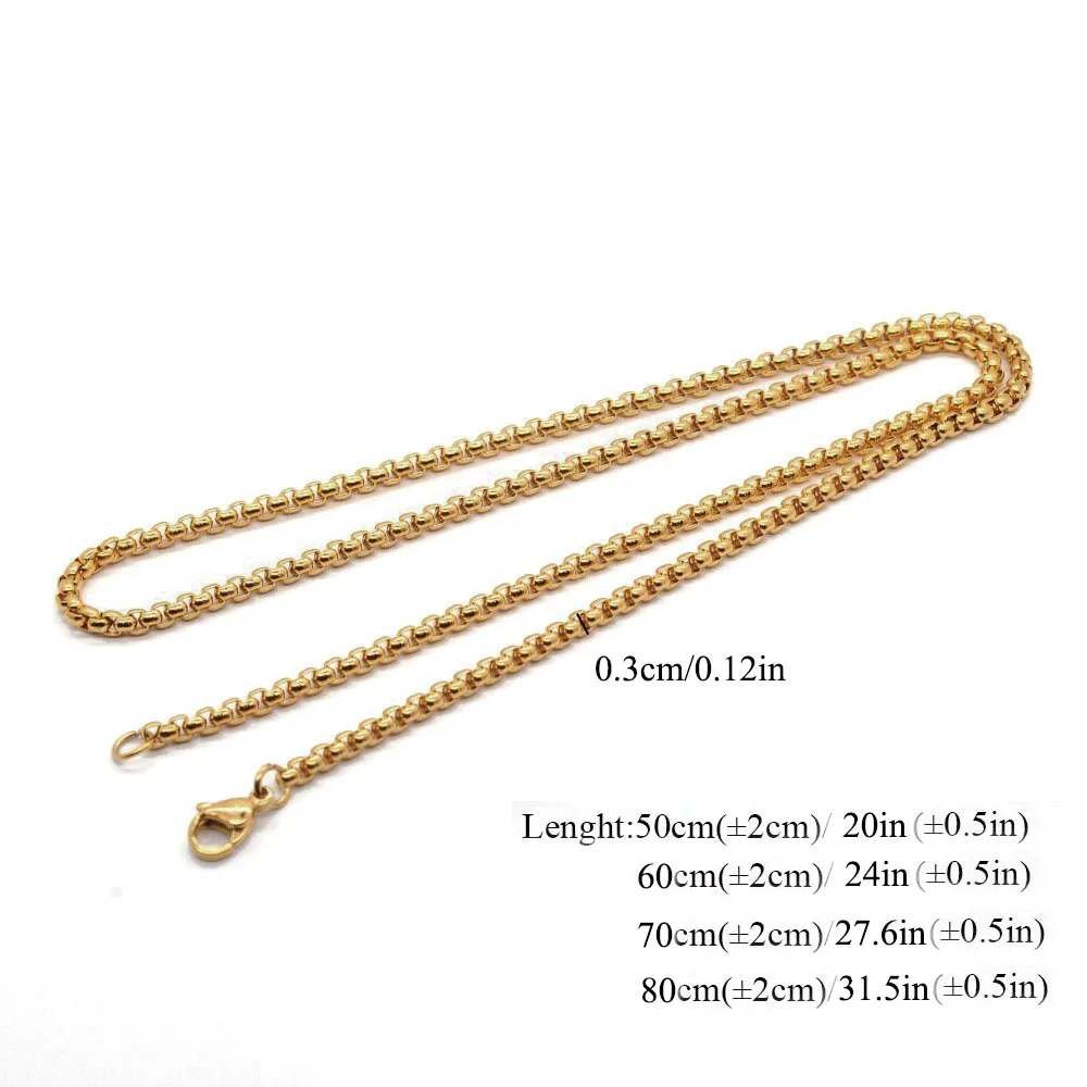 قلادات على شكل عين الشر للرجال والنساء من الفولاذ المقاوم للصدأ بدون تبهت لون ذهبي سلسلة 60 سم #6