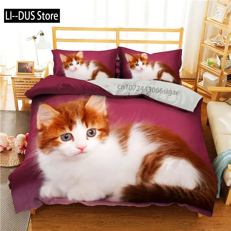 

Cute Pet Cats 3d Printed Bedding Set Home Decor Bedspread Polyester Animals Bedclothes Soft Cute Duvet Cover with Pillowcase