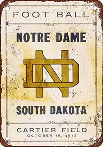 Great Tin Sign 1913 Notre Dame Vs. South Dakota Vintage Look Reproduction Aluminum Metal Sign Wall Decoration 12X8 Inch