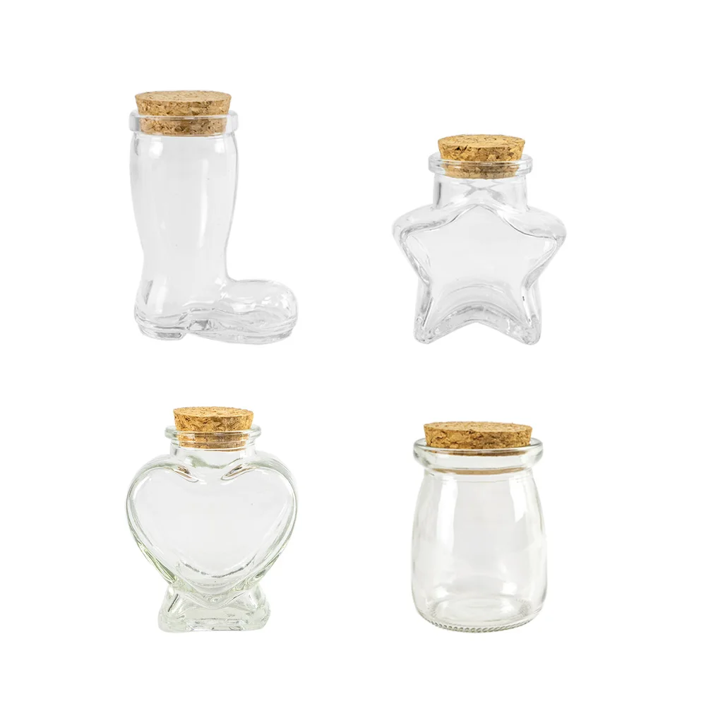 6pcs Cute Glass DIY Bottles Storage Food Grade Jars Container with Cork Stopper Fill Letter Drifting Star Ideas Crafts Vials