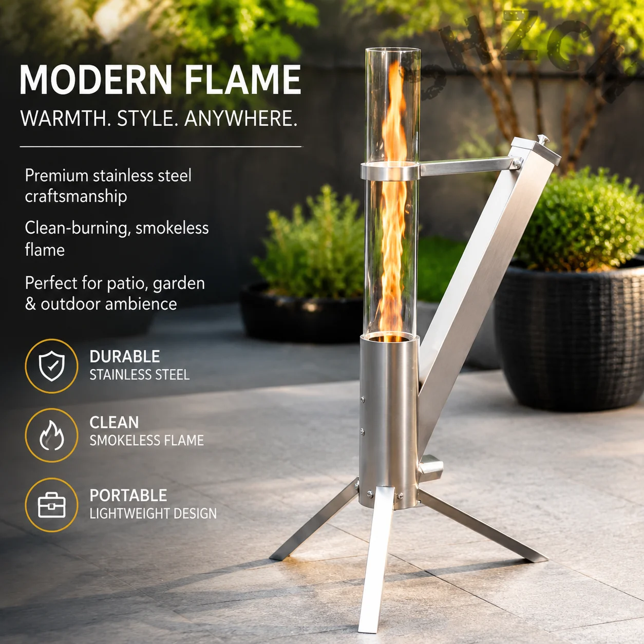 Rocket Stove Portable Stainless Steel Glass Heater Home Camping Warm Pellet Burner All-in-One Outdoor