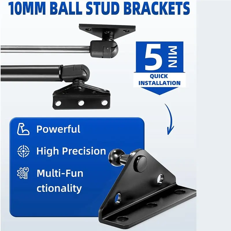 ABMI-Universal Gas Strut Mounts 10MM Ball Stud Mounting Bracket, 4PCS For RV Door Lift Support Shocks Spring,